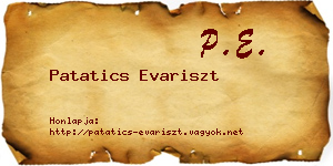 Patatics Evariszt névjegykártya